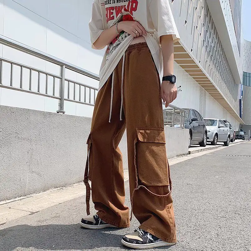 

Japanese Harajuku Streetwear Pockets Men's Pants Hip Hop Joggers Ulzzang Trousers Tactical Cargo Straight Pants Men Clothes