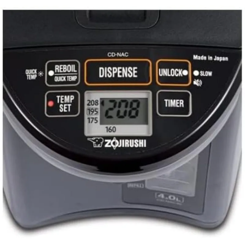 غلاية مياه Zojirushi CD-NAC40BM Micom وسخان (4 لتر، أسود معدني)