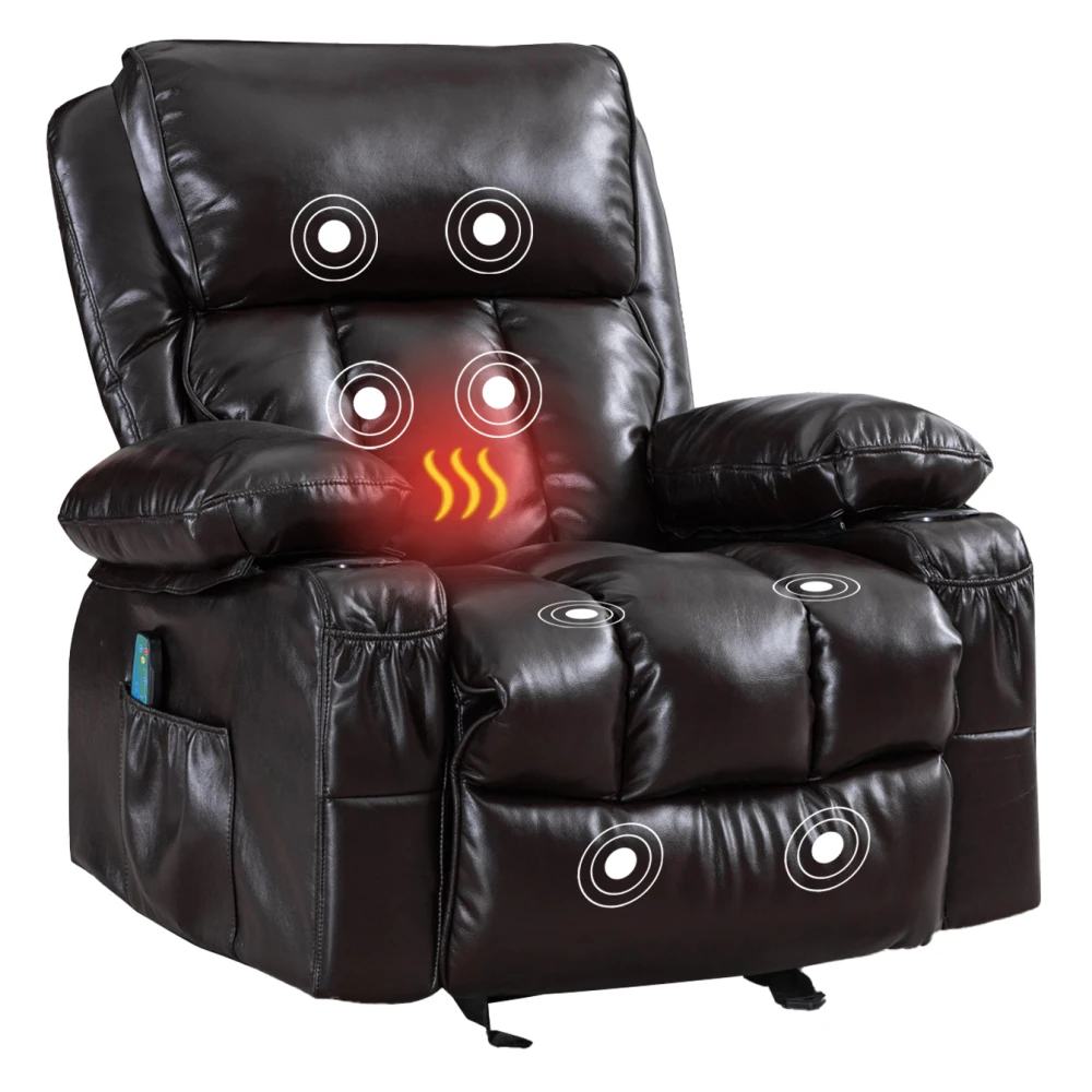 Recliner Chair Heating Massage with 8 Points Massage and Side Pocket,5 Massage Modes, Adjustable Recliner Chair