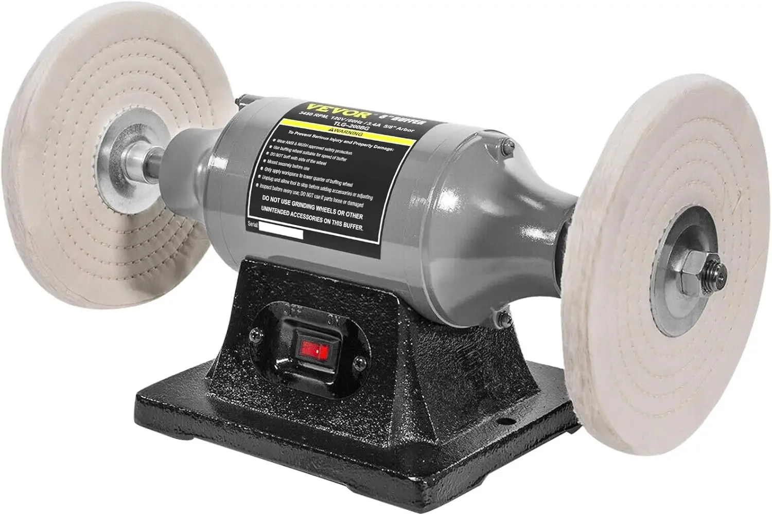 

Bench Buffer Polisher, 8 inch Buffing Machine 370W Motor with 3450 RPM, Heavy Duty Benchtop Lathe Polishing Machine for Jewelry