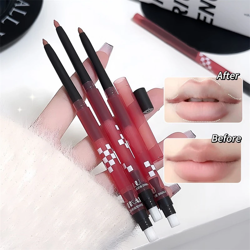 3 w 1 Szkicowy Konturówka do Ust Wodoodporna Długotrwała Nieblaknąca Szminka w Pisaku Matowy Nude Kolor Powiększająca Usta Kredka do Ust Kosmetyki do Ust