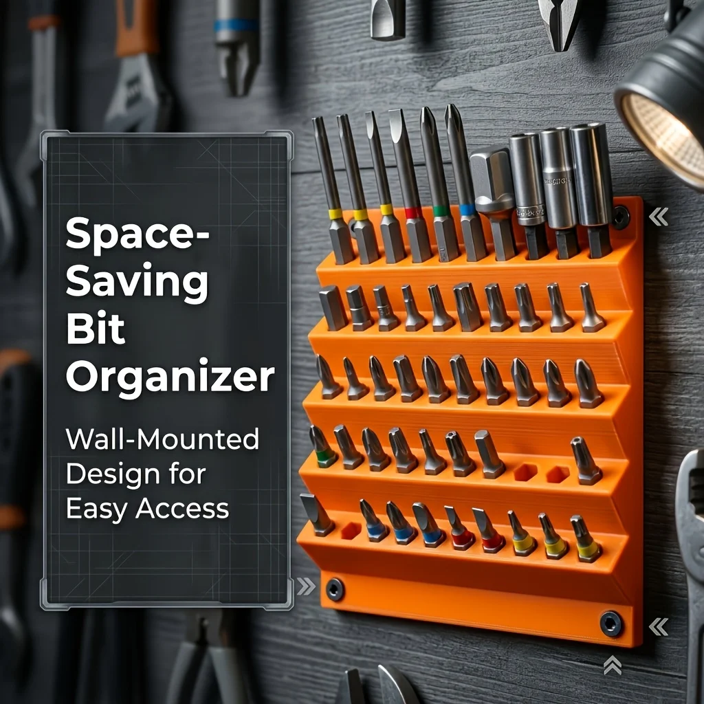 Robuster, an der Wand befestigbarer Bit-Organizer, sechseckiger Halter mit 50 Löchern für 6,3-mm-Bits, Werkzeugaufbewahrungsregal für Schraubendreher, wird geliefert mit – Detail 4