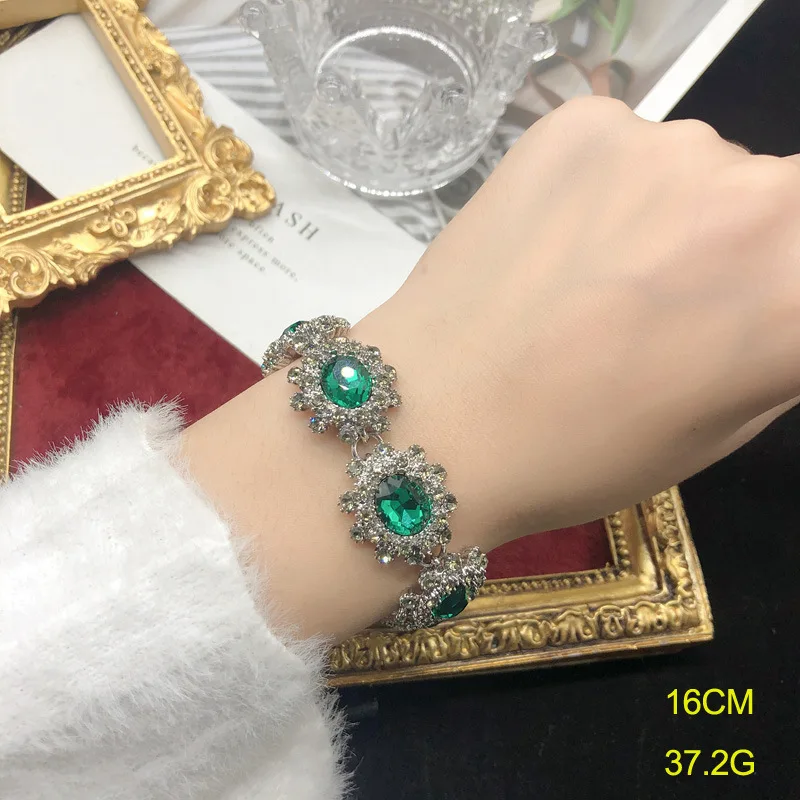 Gioielli da donna per ragazza nonna smeraldo collana orecchini bracciale Set collare catena gioiello collana di diamanti regalo