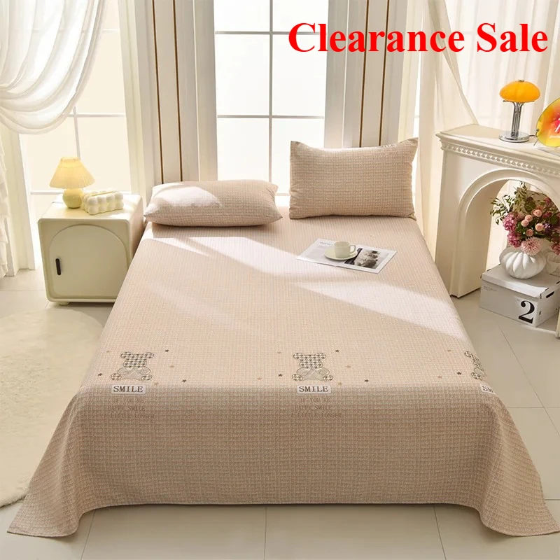

New raw cotton old coarse cloth mat bed sheet three-piece set thickened striped printing household breathable mat soft mat
