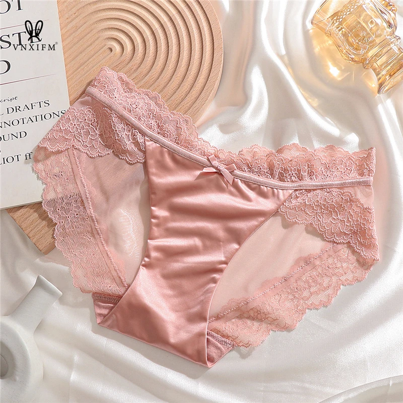 VNXIFM High-end pink lace panties female 2023 fashion cotton antibacterial crotch comfortable Japanese girl breathable shorts