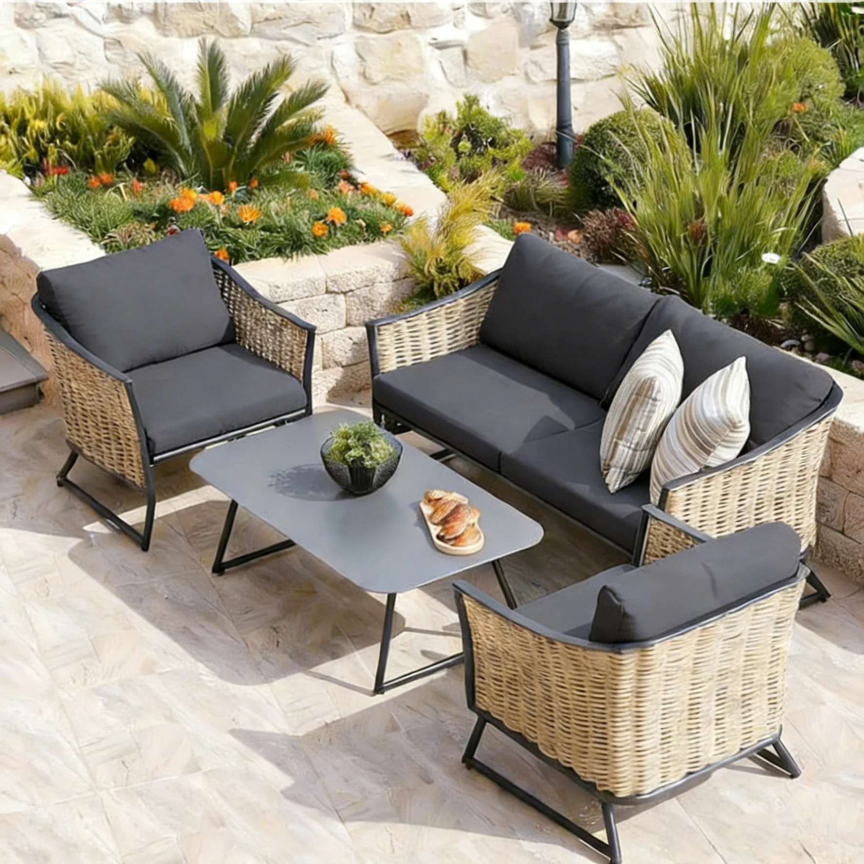 Housse de coussin de canapé à imprimé tropical d'extérieur - Protections de meubles antidérapantes, remplacement pour les coussins de siège individuels