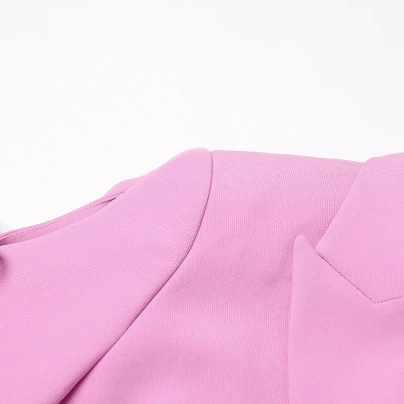 Chaqueta de traje recortada con manga de lazo de diamantes de imitación para mujer, cinturón con cadena de perlas, abrigo rosa de temperamento, vestido de moda para mujer, novedad de Primavera de 2024