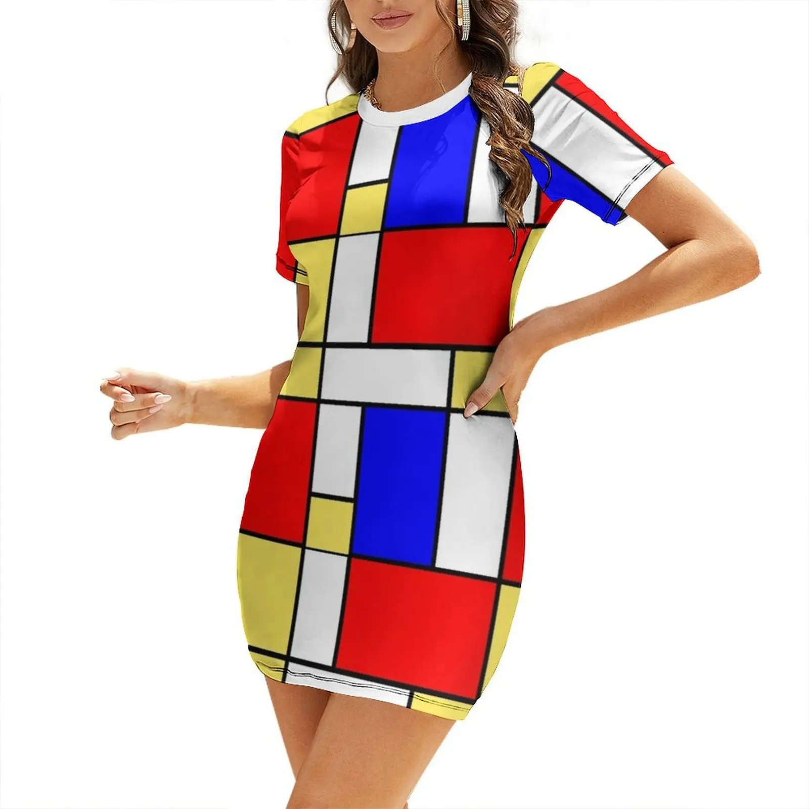 

Mod 60s Mondrian Style Short Sleeved Dress dress women elegant luxury dress