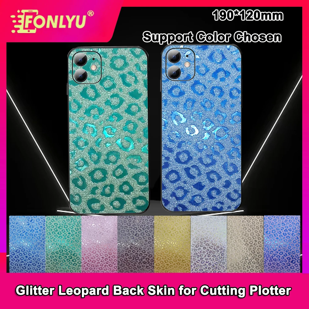 

FONLYU Leopard Glitter Back Cover Film Phone Protector Rear Stickers Decorative Skin for Intelligent Hydrogel Cutting Machine
