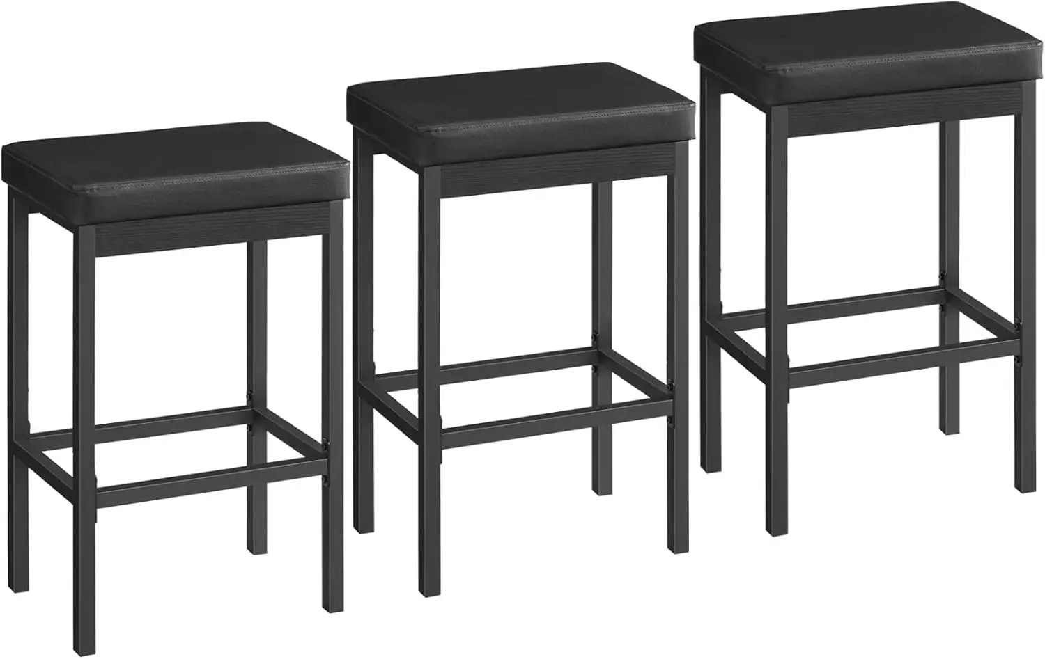 

Set of 3, 24.8-Inch Height, 2" Thick Upholstery, for Kitchen, Dining Room, Cafe, Bar Counter, Black BB21BYP301