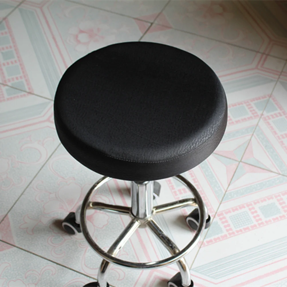 33cm Thick Elastic Barstool Seat Cushion Cover Cotton Stool Cover Round Chair Protector (Black) round chair cover