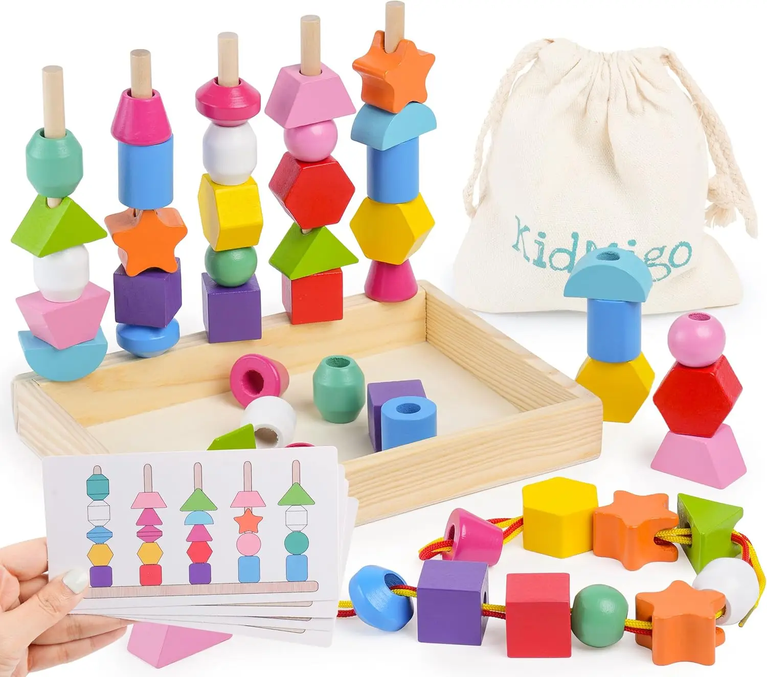 

Игрушки Монтессори для 3-летнего возраста, штабелируемые игрушки для малышей, штабелируемые блоки, бусины для шнуровки, игрушки для дошкольников соответствующей формы, месяцы