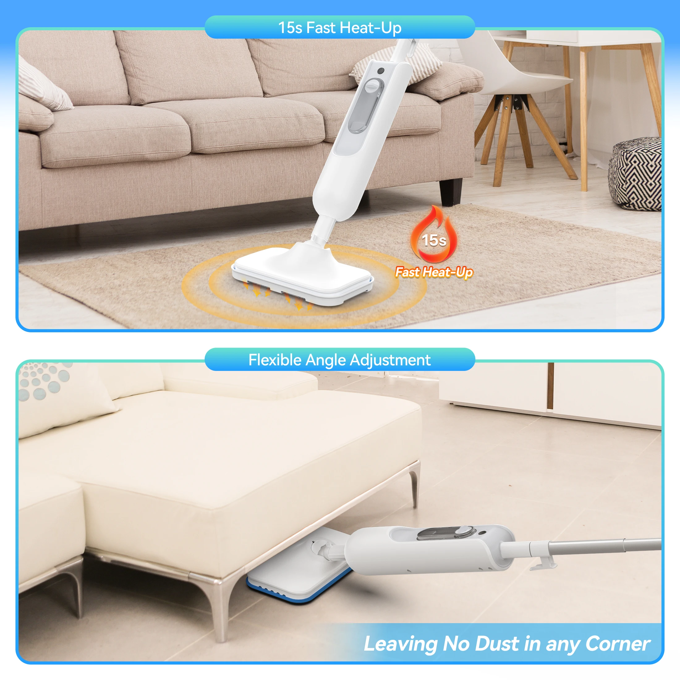 INSE Powerful Steam Mop High Temperature Cleaning Detachable Handheld Steam Cleaners 360ml Fast Heating for Carpet Hard Floor F2