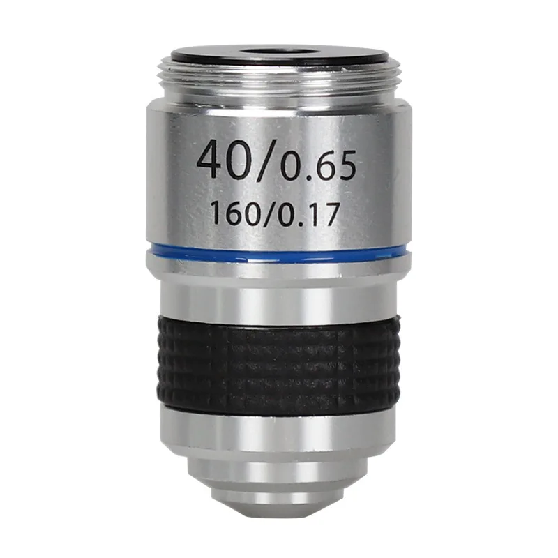 Lente óptica de microscopio, accesorio Universal de Metal, lente objetivo acromática 185, lente objetivo de aumento 4X10X40X100X, aceite