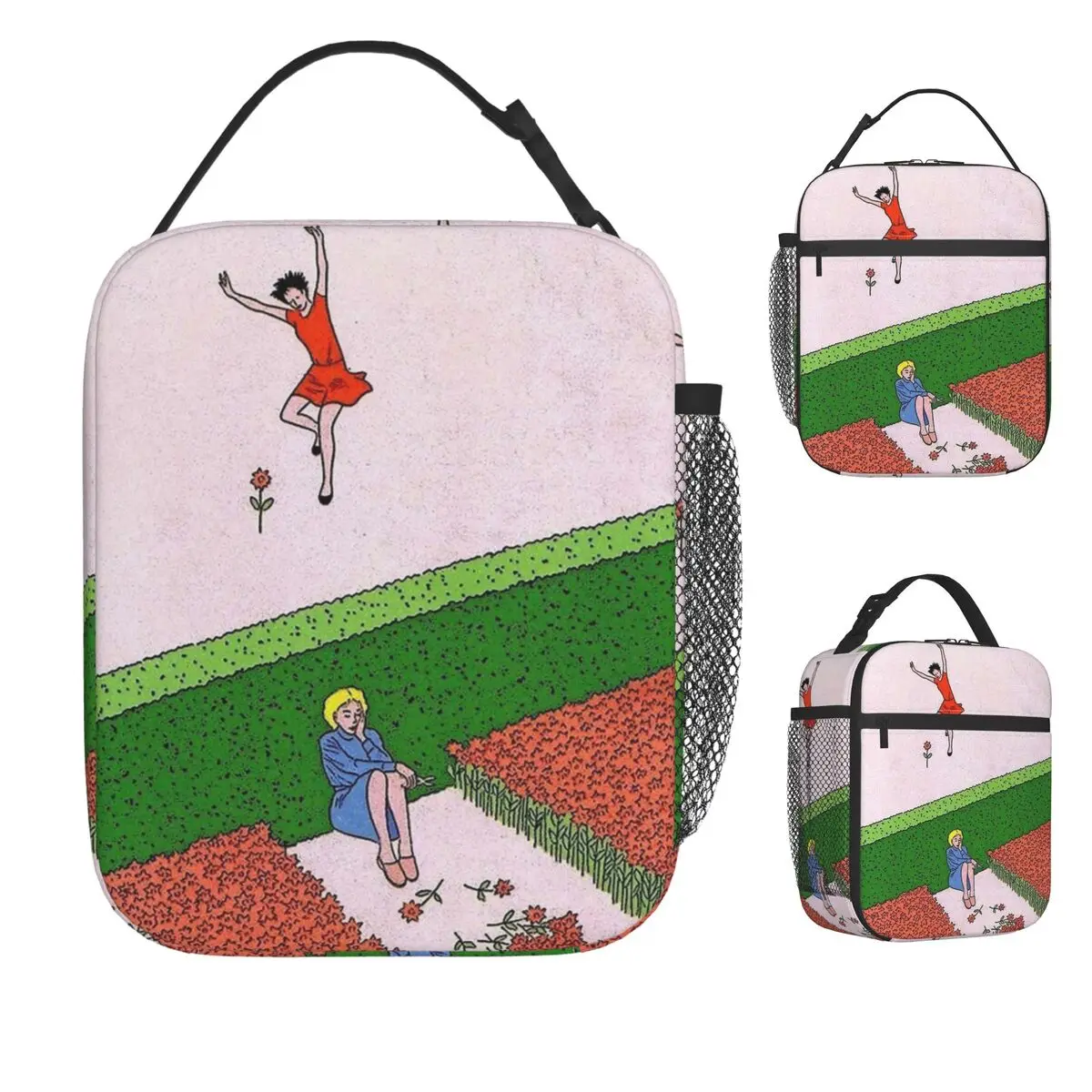 

Guy Billout Train Vintage Retro Poster Lunch Bag For Women Lunch Box Outdoor Picnic Cooler Bag Waterproof Thermal Lunch Bags