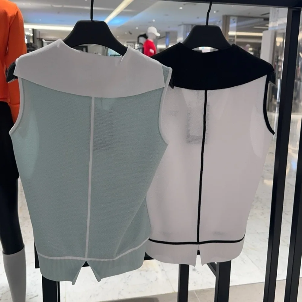 Women's Golf Collared Sleeveless Knit Vest 2026 Fall New Korean Style Premium Breathable Slimming Versatile Soft Stretch Chic