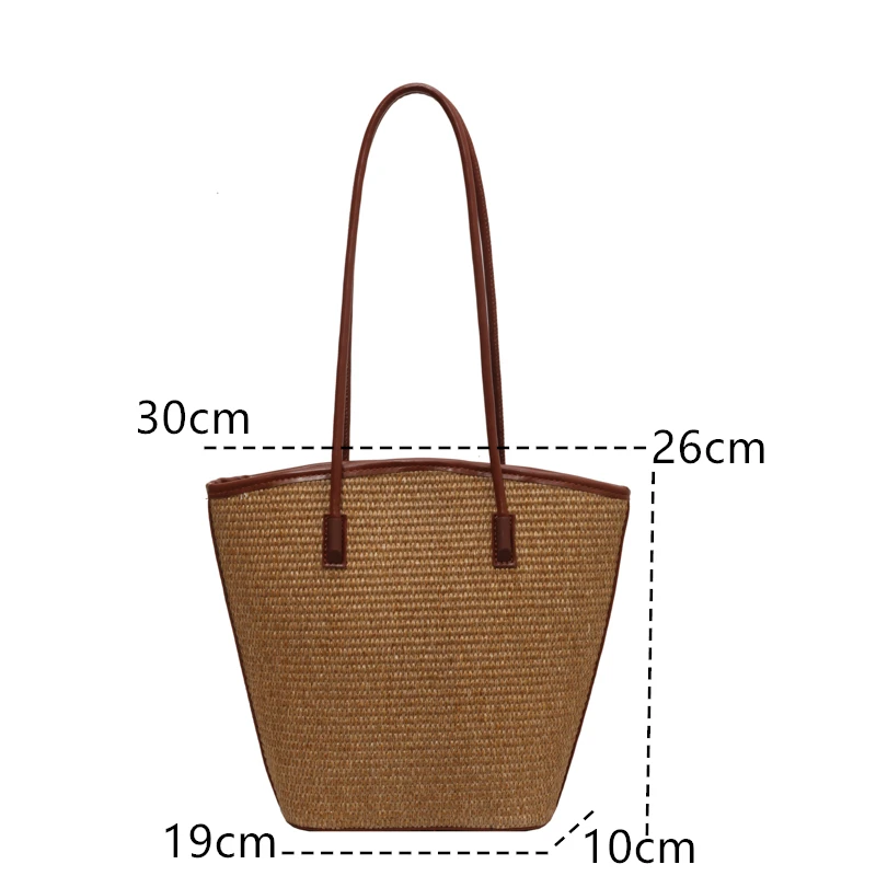 Summer Beach Bags For Women Handmade Rattan Woven Shoulder Bags Large Capacity Straw Bag Bohemian Casual Travel Handbag Totes