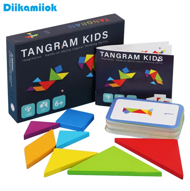 Drewniane puzzle Tangram gry planszowe dla dzieci zabawki edukacyjne Montessori dla dzieci przedszkole kształt geometryczny pomoce nauczycielskie