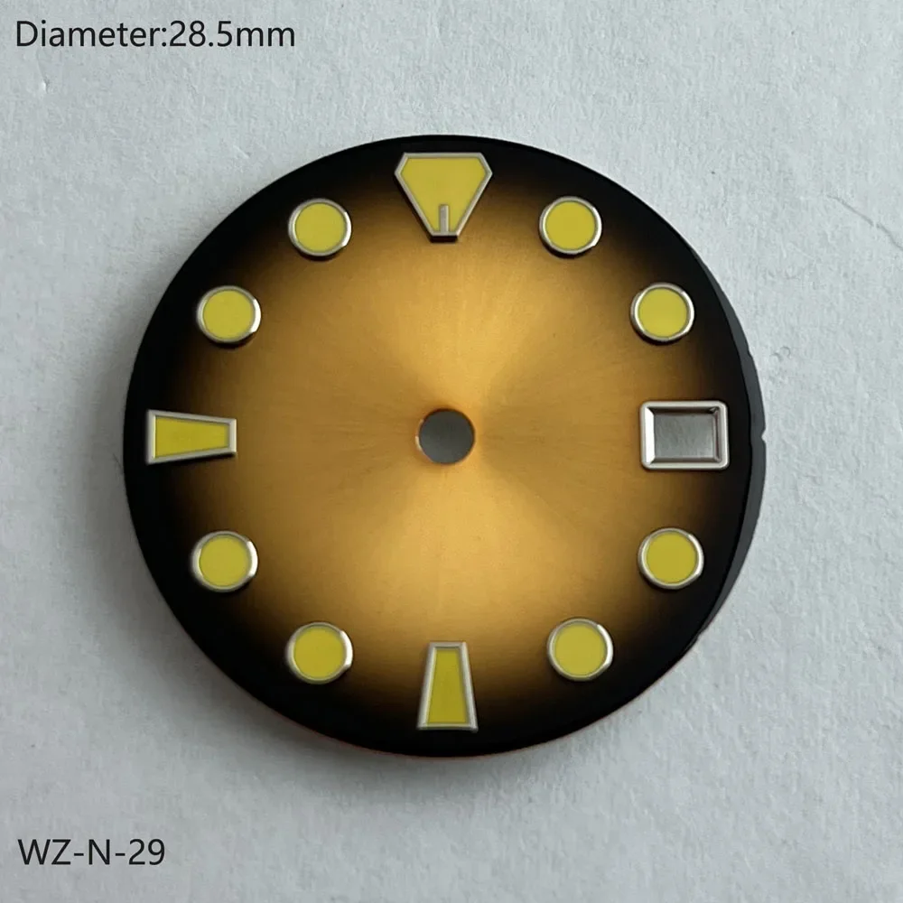قرص NH35 28.5 ملم PROSPEXX متدرج أصفر أرجواني أخضر قرص أمة الله للحركة الأوتوماتيكية اليابانية NH35 يمكن تخصيص الشعار