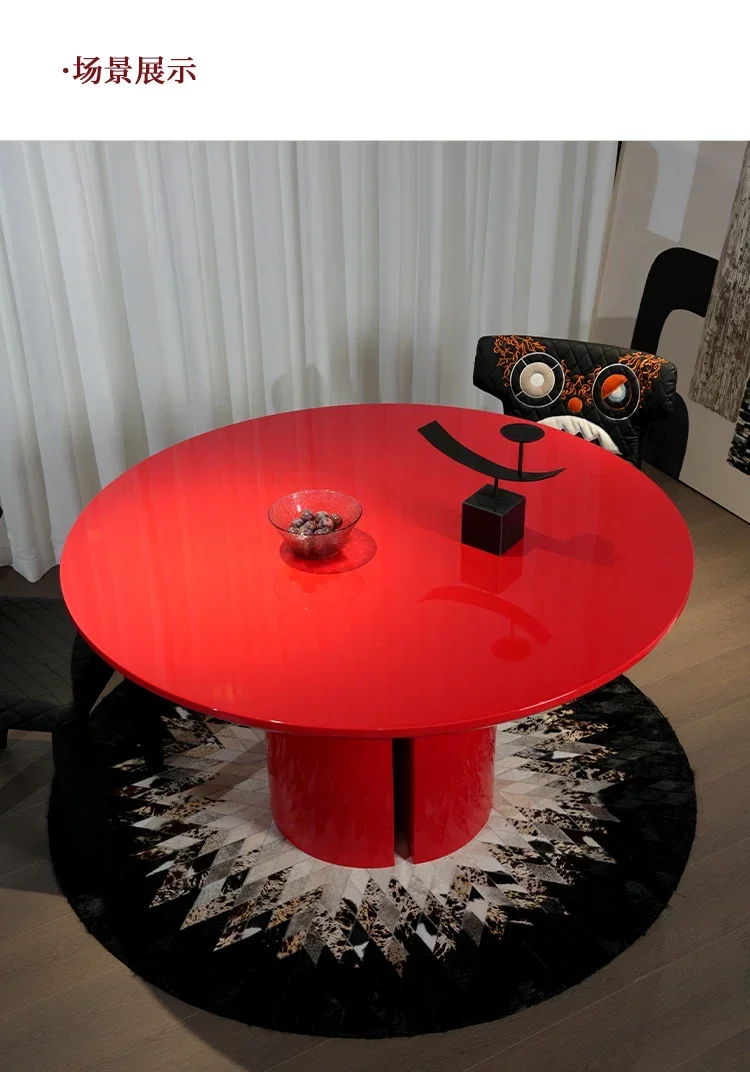 Minimalist dining table household modern red light luxury water drop creative dining table large flat high-end table