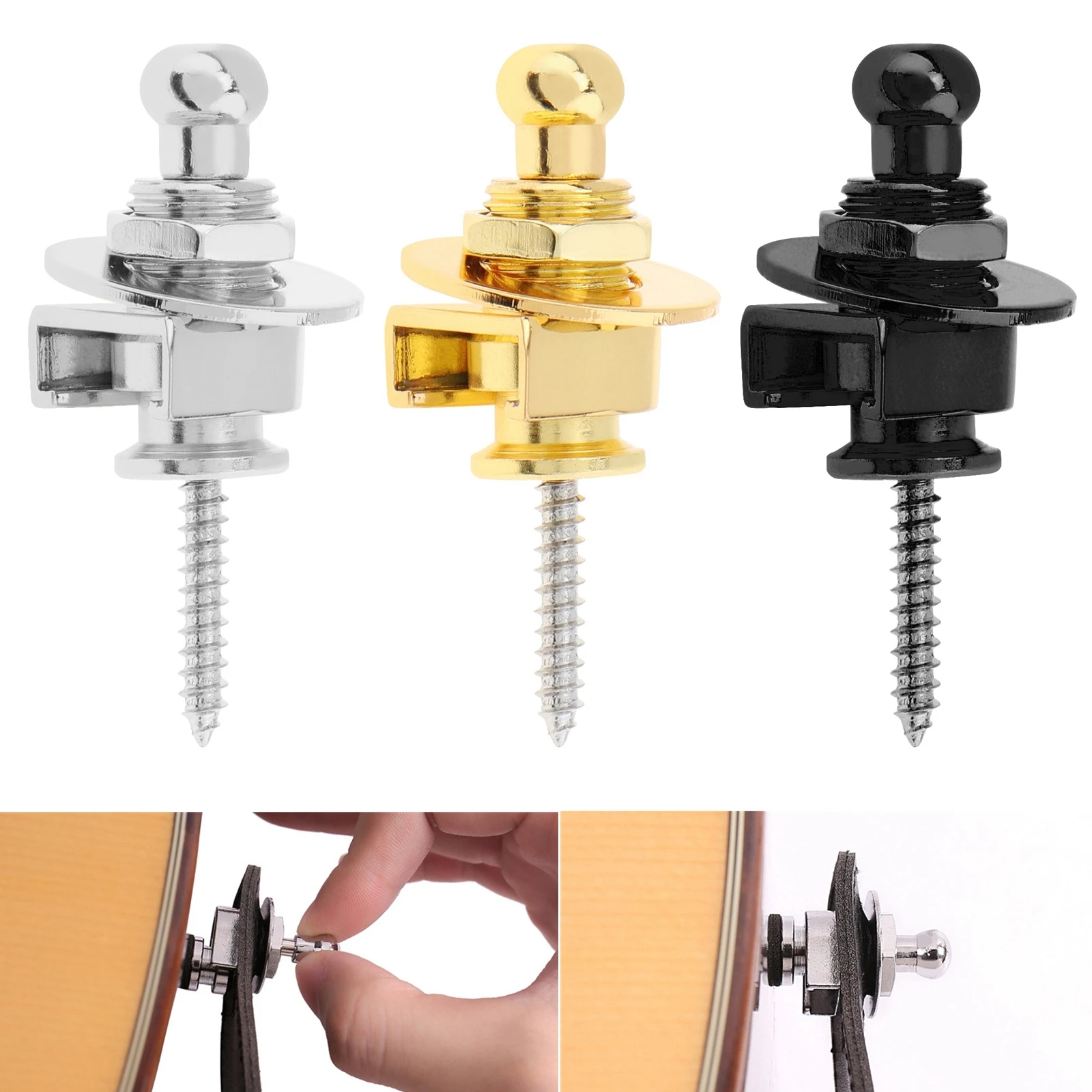 1 Piece Alloy Copper Security Quick Release Guitar Strap Lock and Button System 3 Colors Optional