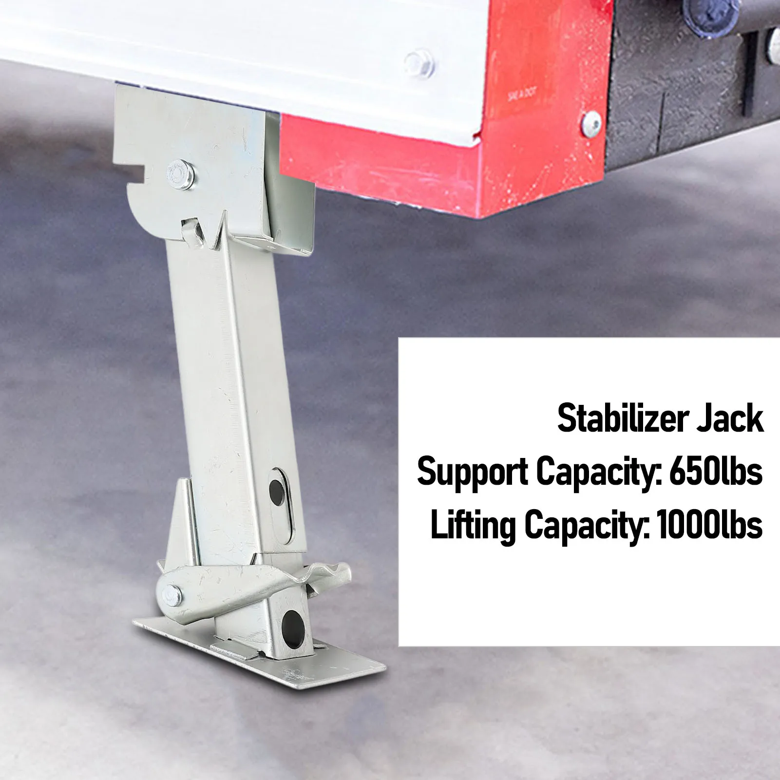 

Trailer Swing Down Stabilizer Jack Iron 290 to 455mm Adjustable 650lb Support 1000lb Lifting Capacity for RV Trailer