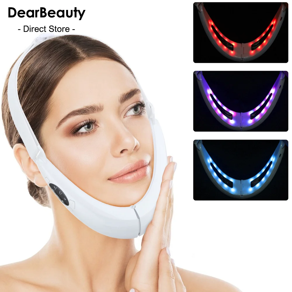 EMS Face Lifting Machine LED Photon Therapy Face Slimming Skincare Vibration Lift Device Double Chin Remover Facial Massager