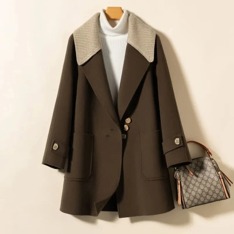 2026 New Korean Fashion Women Two-sided Woolen Coat Winter Loose Temperament Join Together Wool Coat Female Overcoat Outerwear