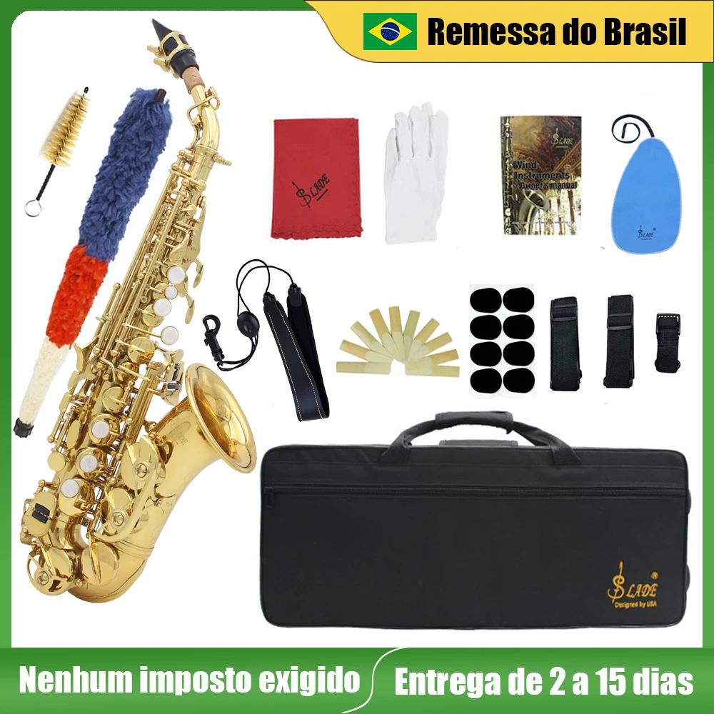 SLADE Bb B Flat Soprano Saxophone Brass Body Saxfone Professional Sax Woodwind Instrument With Case Reeds Accessories Do Brasil