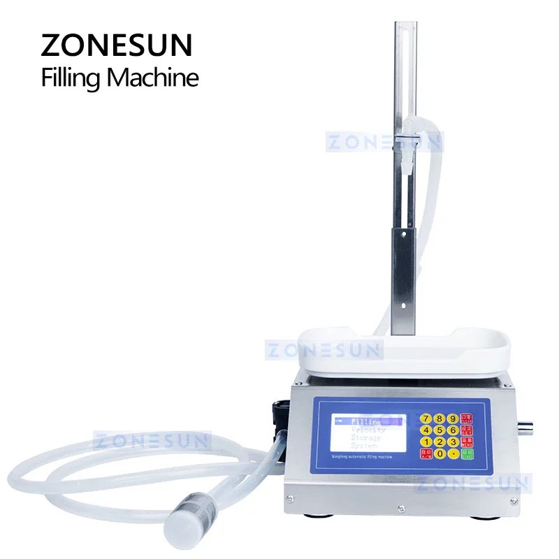 ZONESUN Semi Automatic Liquid Filling Machine Table Top Weigh and Fill Weighing Filler Packaging Equipment ZS-M1080S