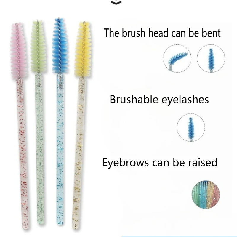 Brosses à cils jetables en cristal, baguettes de Mascara, peigne à paillettes, bobines, Micro applicateurs de maquillage, 50 pièces