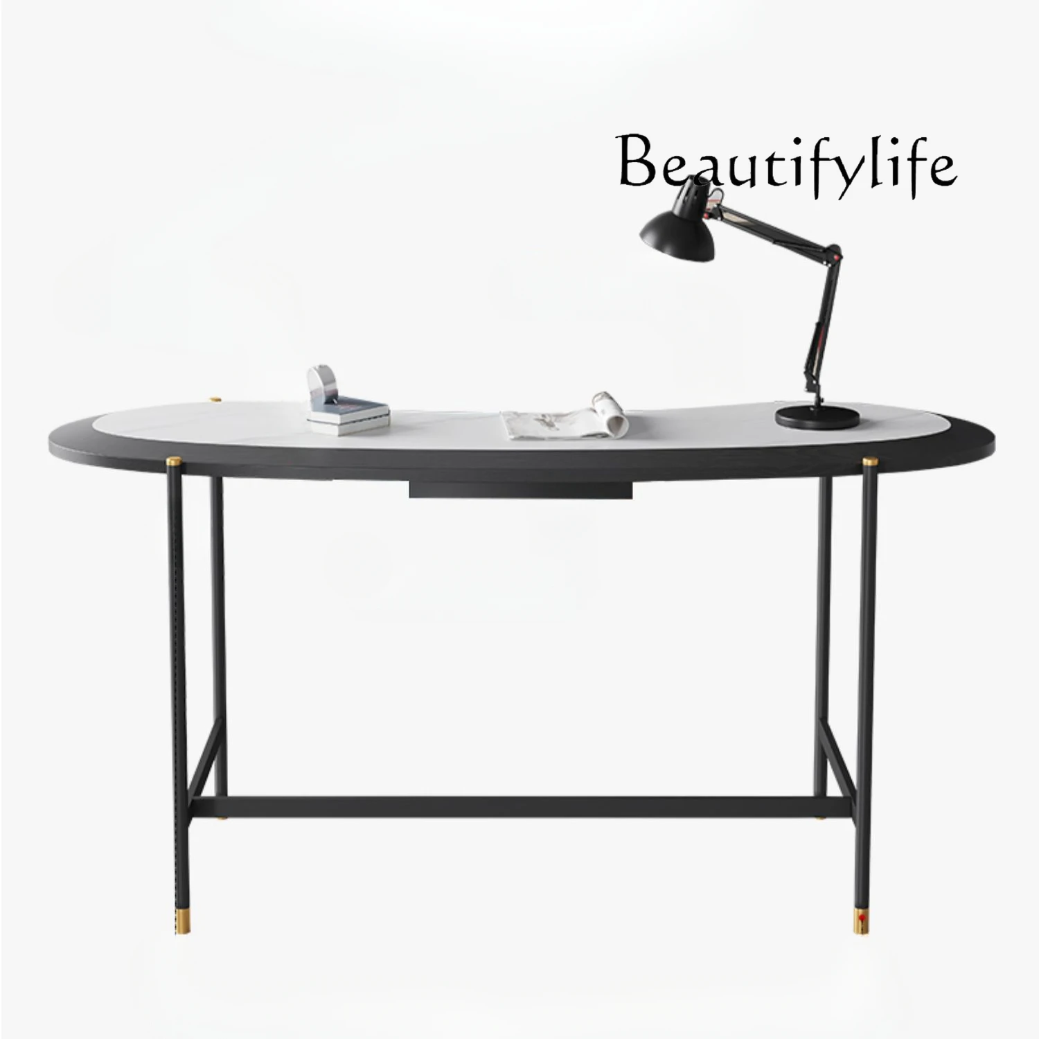 

Italian Minimalist Desk Simple Modern Light Luxury Stone Plate Office Study Laptop Desk Writing Desk