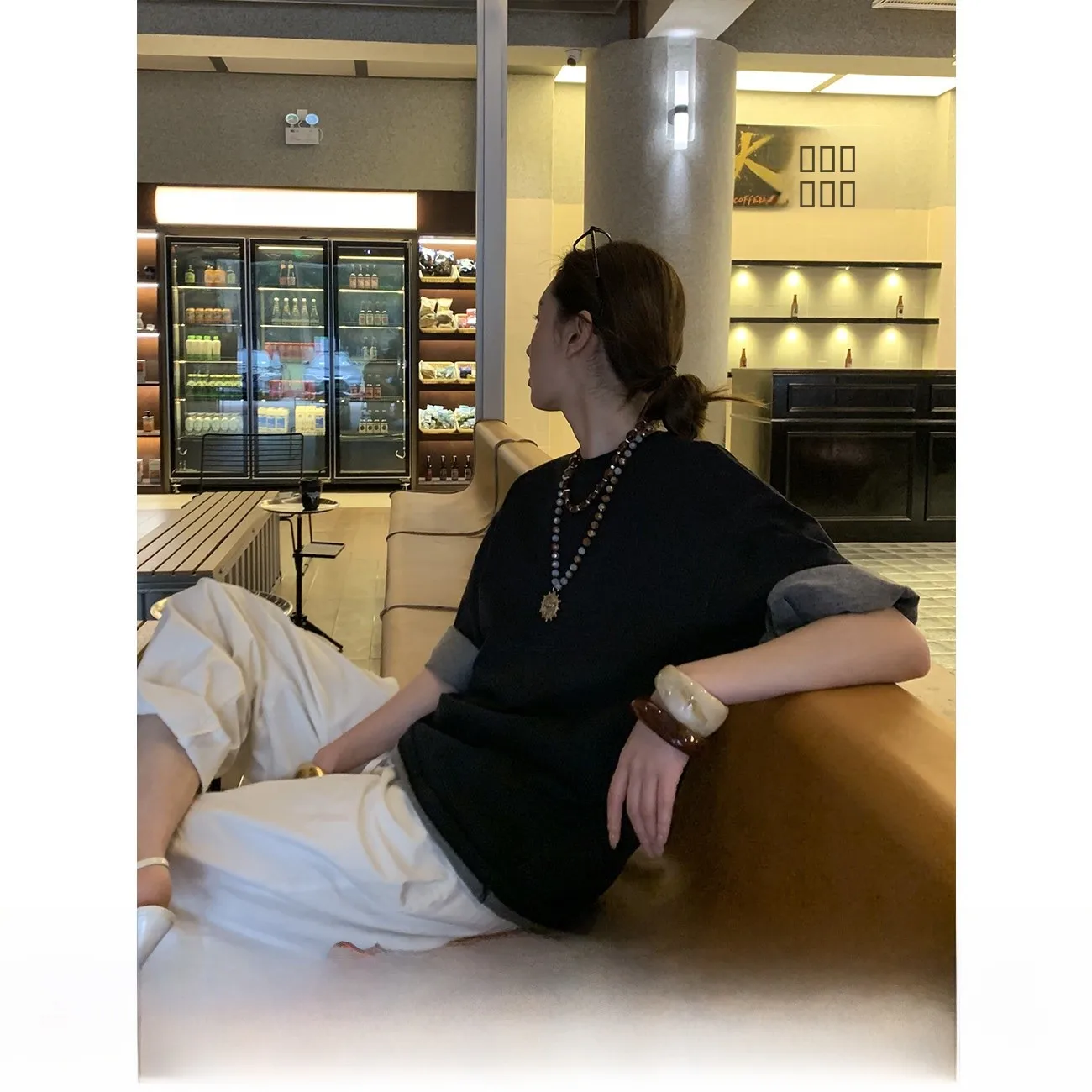 

Bla Loose Fit Svel round Ne T-irt Women's Summer New Sle Casual Cotton Sweat Absorbent Slimming Effect Gakee Of...