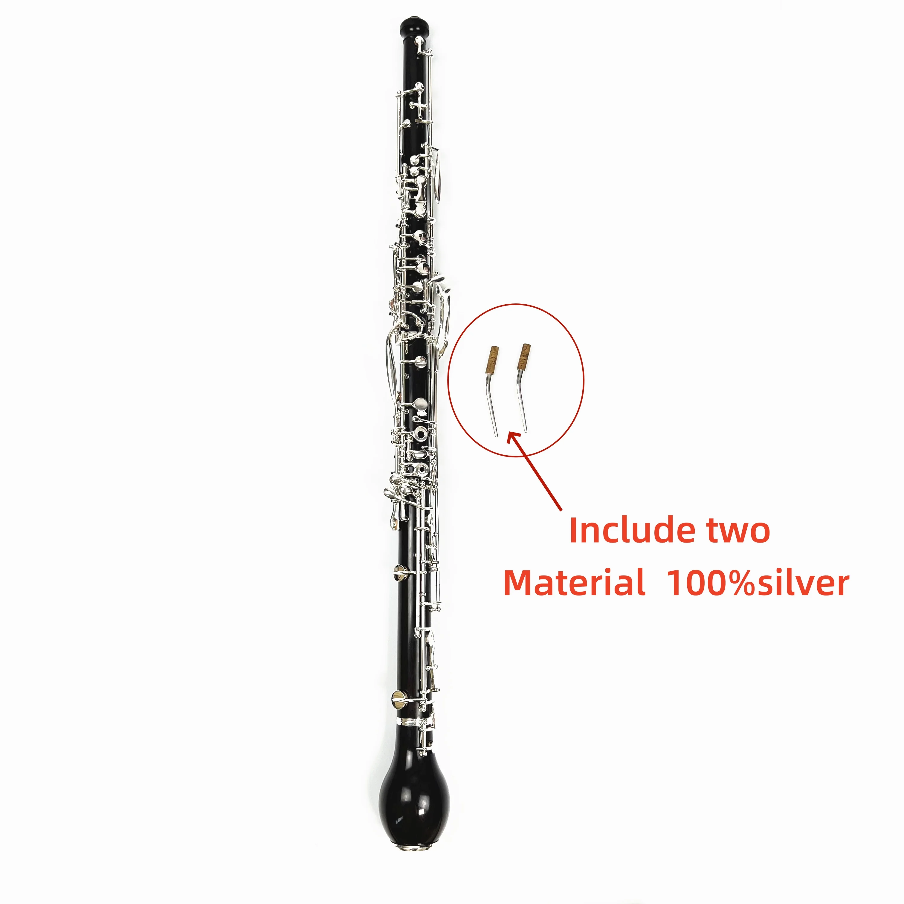 Professional English Horn ebony wood Alto Oboe F Key Silver plated Keys Woodwind cloth plush velvet lined with Gloves Case