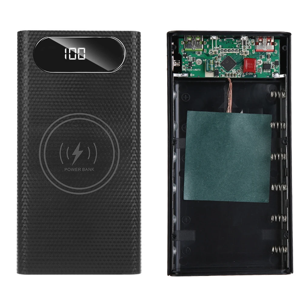 DIY abnehmbare Schnelllade-Powerbank, kabellose Ladebox, LCD 6 x 21700 Akku, 5 W, 10 W, 22,5 W, QC3.0