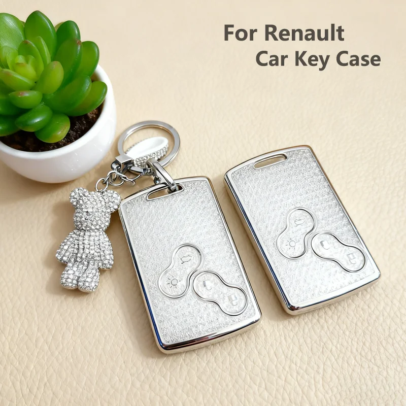 White Diamond TPU für Renault Duster Captur Clio Logan Megane Koleos Scenic Nema Fluence Zoe Autoschlüsseletui Abdeckung Fernschlüsselkarte
