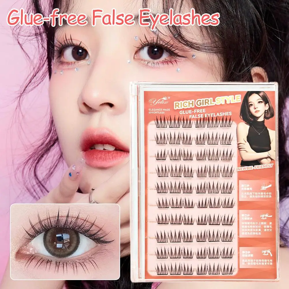 Glue-free False Eyelashes Natural DIY Self-Adhesive Cluster Reusable Lashes Korean Makeup Cosmetics for Women Beauty Eyes Tools