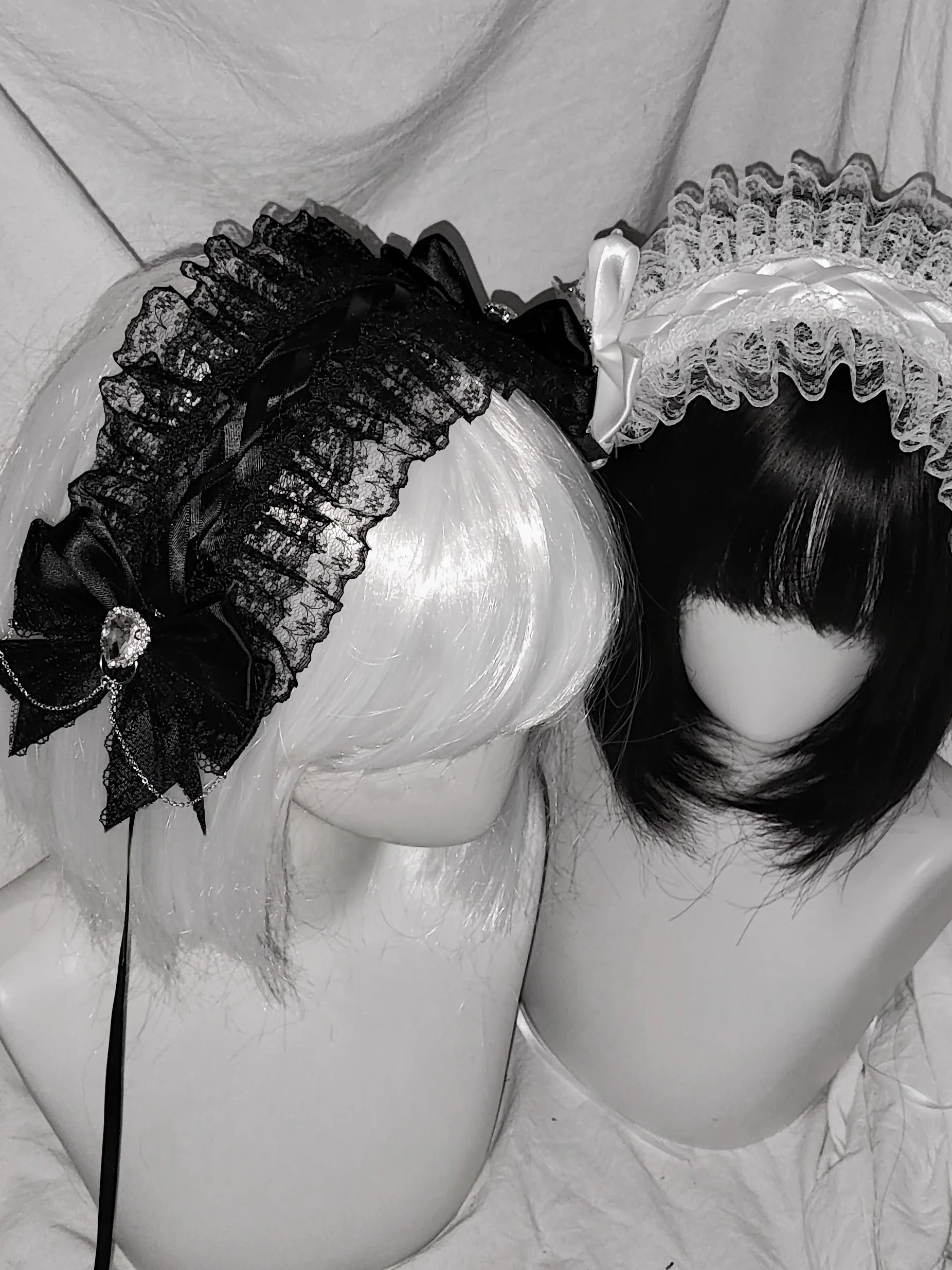 새로운 오리지널 하라주쿠 레이스 엔젤 헤어밴드 서브컬쳐 레이스 보우 헤드피스 로리타 Y2K 소녀 헤어 액세서리