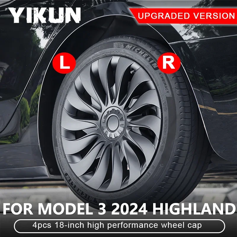 4PCS HubCap for New Tesla Model 3 Highland 2024 18 Inch Performance Replacement Wheel Cap Automobile Full Rim Cover Accessories