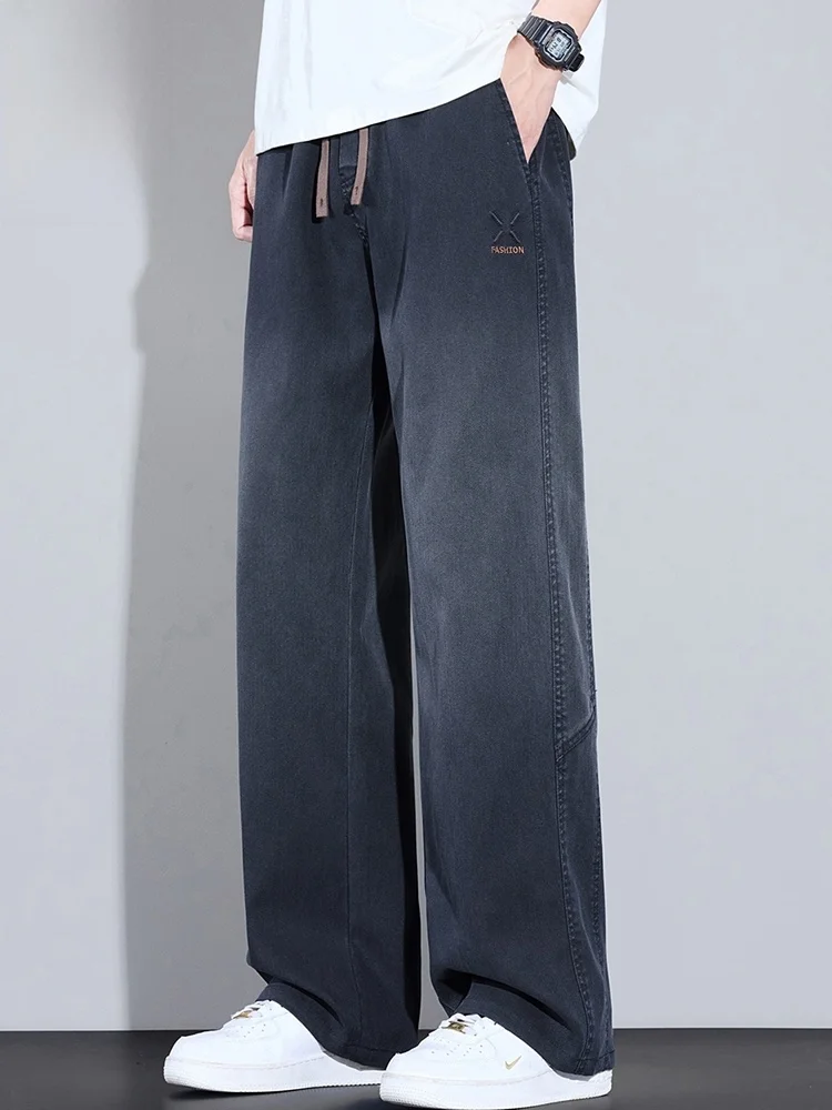 

Мужские повседневные брюки Laisel, летние тонкие брюки из ледяного шелка, прямые брюки свободного кроя, модные повседневные брюки для молодежи