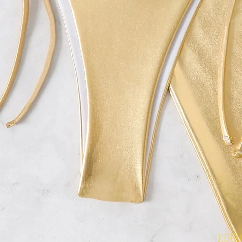 e56d Women 3 PCS Swimsuits دفع بدلة السباحة عارية الذروة إلى Beachwear #4