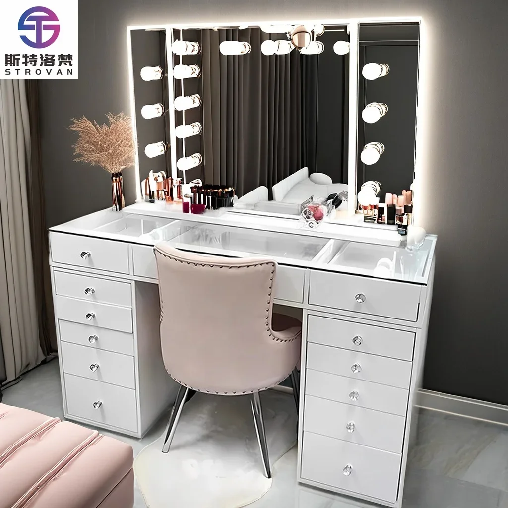 Modern White Luxury Vanity Dresser with Mirror Home Retail  Dressing Table for Bedroom
