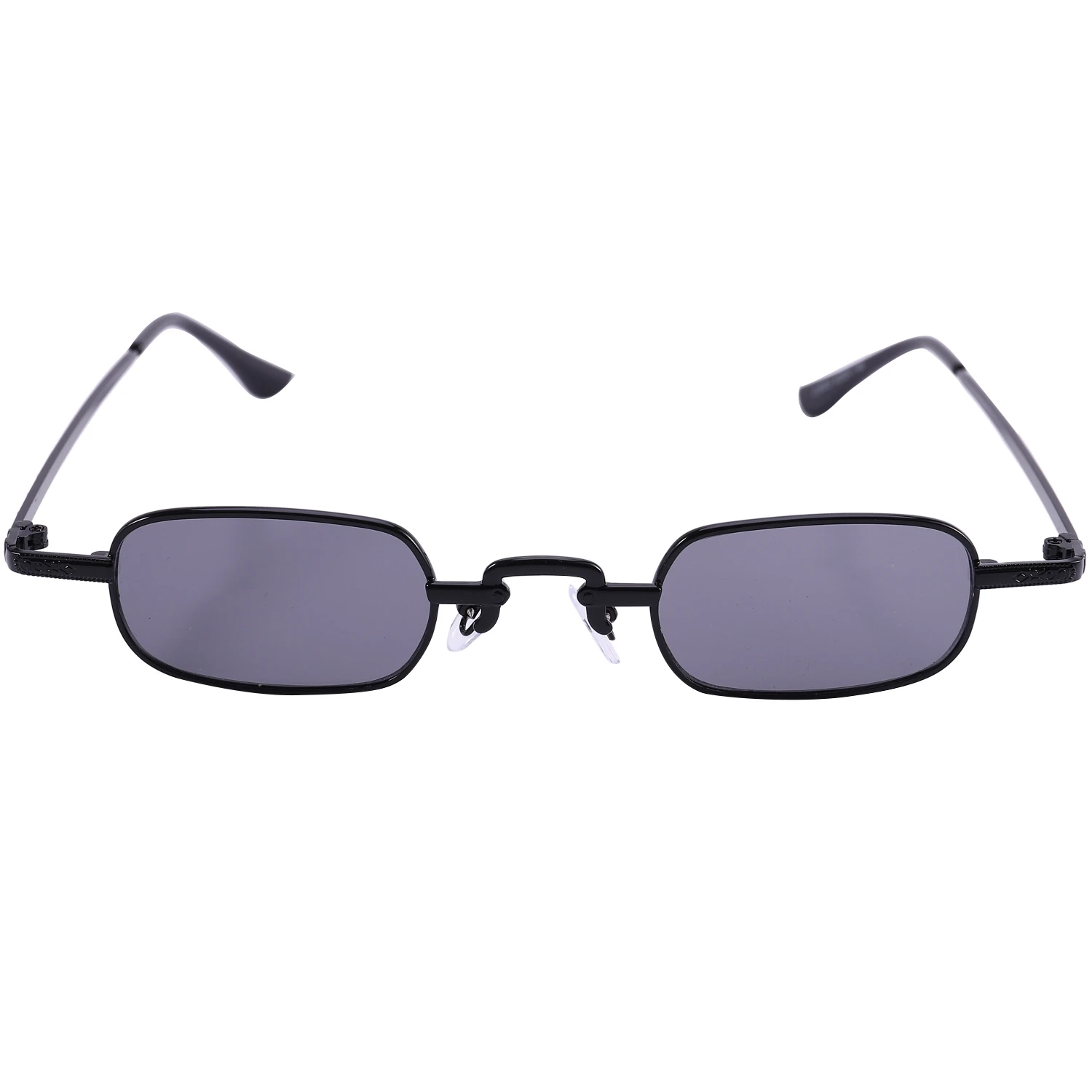 Retro Punk Glasses Clear Square Sunglasses Female Retro Sunglasses Men Metal Frame-Black & Black Gray