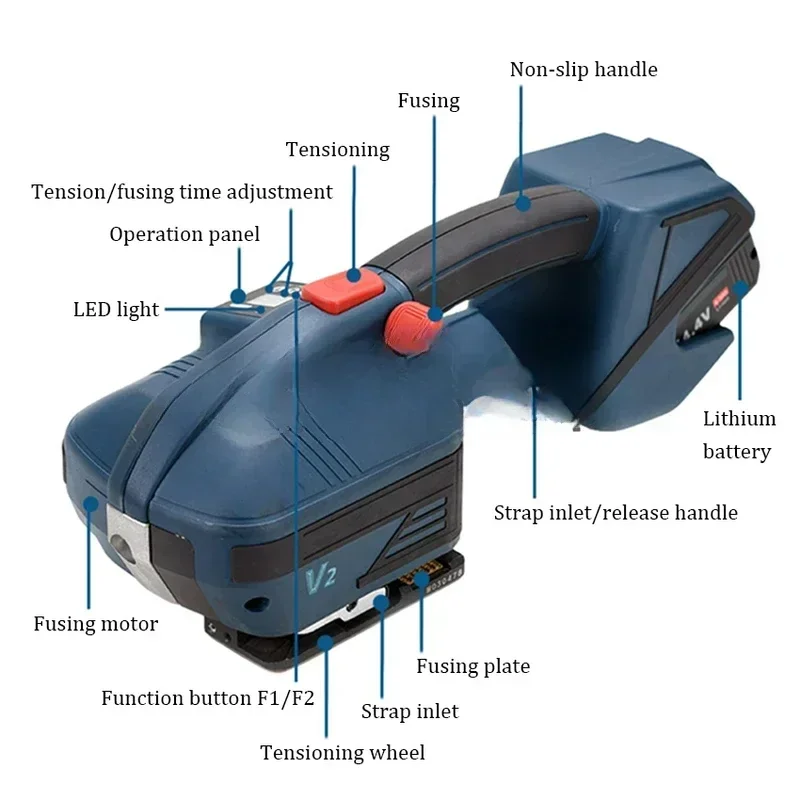 

HOT SALE V2 Strapping, Portable Automatic Packaging Tool, Hot Melting Baler, Digital Display, PET, PP Strap, 13-16Mmcheap And Fi