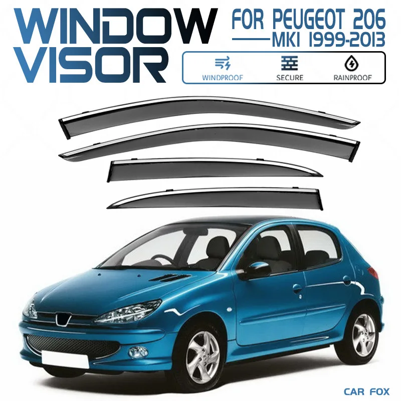 

4Pcs Car Window Visor For PEUGEOT 206 1999-2013 Awning Shelters Windshield Side Window Rain Sun Shade Auto Accessories