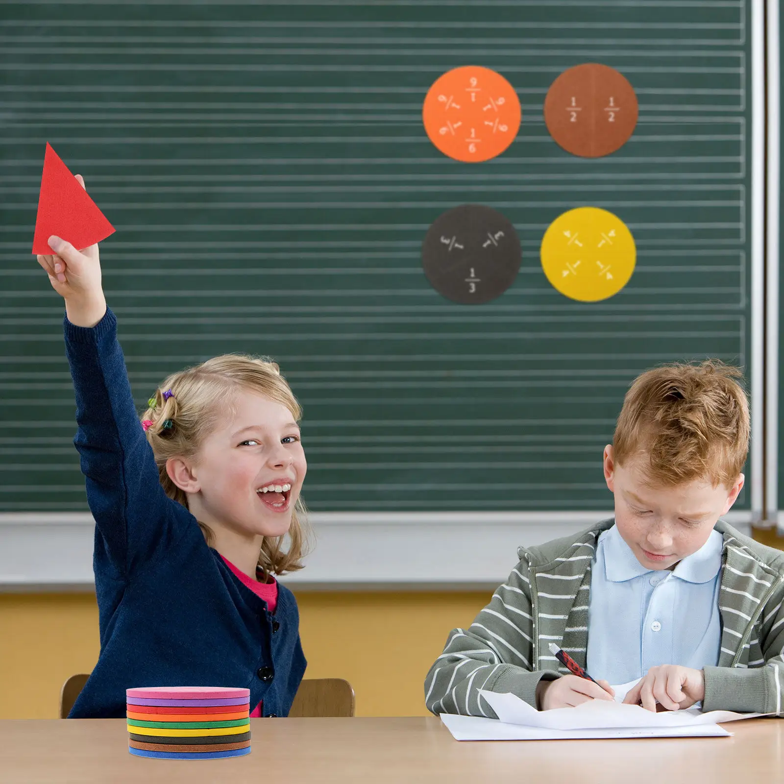

1 Set Fraction Demonstrator Eva Circles Children's Fraction Learning Tray Educational Math Manipulative Early Learning Cognition