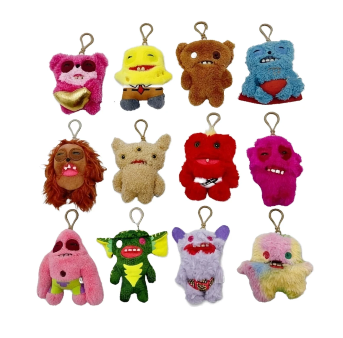 24pcs/lot 4inch Hot Big Teeth Molar Monster plush toys keychain  Funky Tooth Treasure Ugly Cute Monster Doll gifts