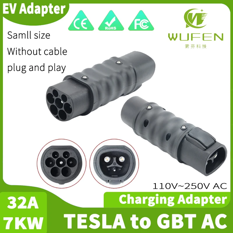 WUFEN For BYD Song/Yuan PLUS/Song Pro/Dolphin or other BYD models Tesla to GBT adapter 32A 7kw EV NACS Charger Gbt Car Connector