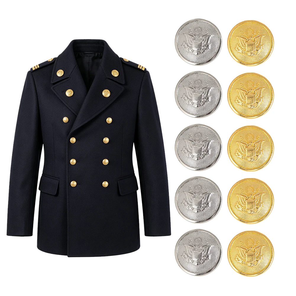15mm Gold Silver Metal Eagle Buttons US Seal Emblem Badge DIY Sewing Craft Uniform Coat Blazer Decorative Button Accessories