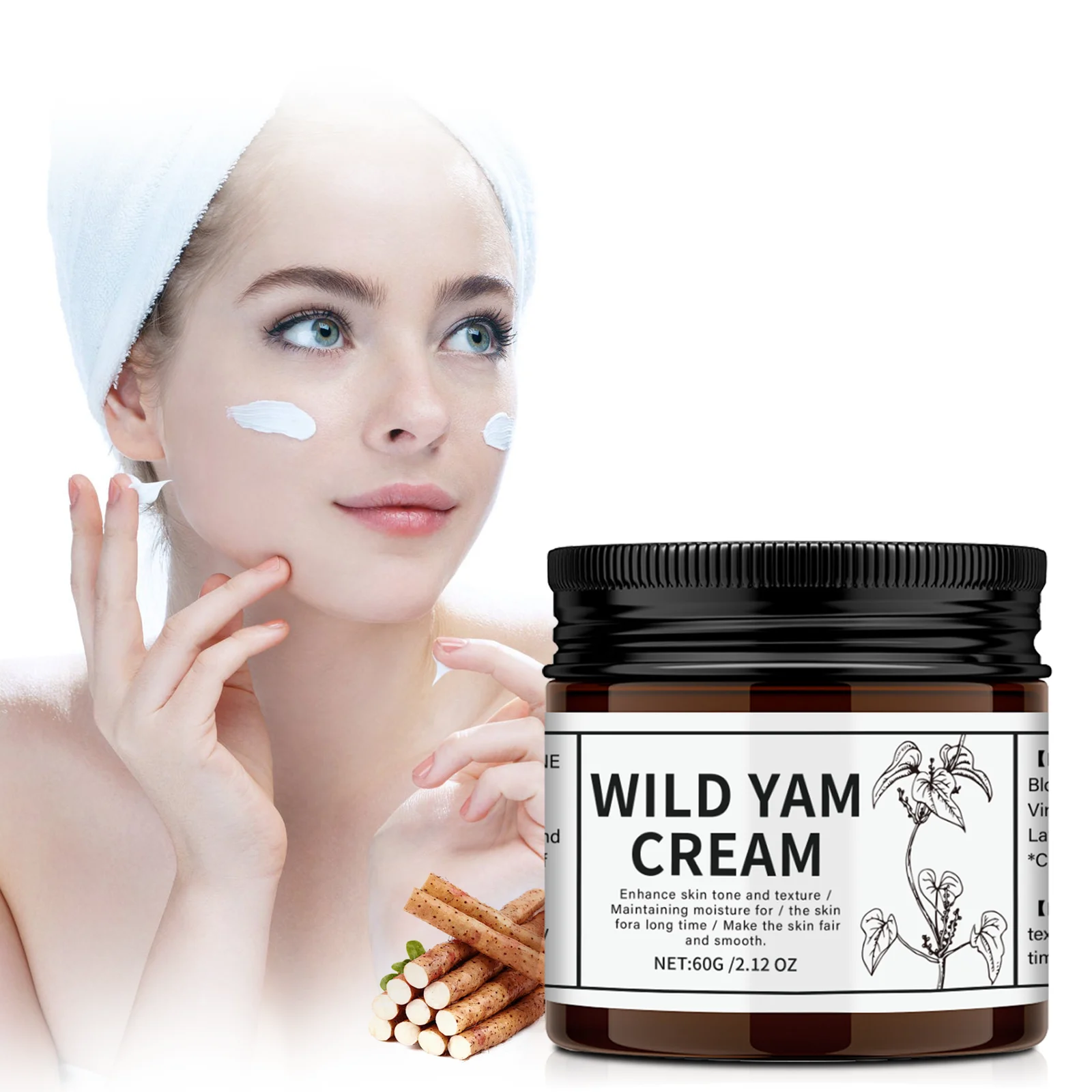 

Wild Yam Cream 60g - Natural Skin Brightening, Deep Moisturizing, Smooth Texture Face & Body Cream